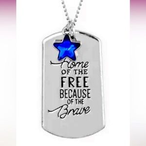 🇺🇸❤️🤍💙 PATRIOTIC❗️ “HOME OF THE FREE” BLUE NECKLACE WITH FREE EARRINGS❗️💙🤍❤️🇺🇸